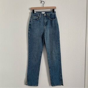 NWT Good American Women's Size 0/25 Blue Good Boy Split Hem Jeans